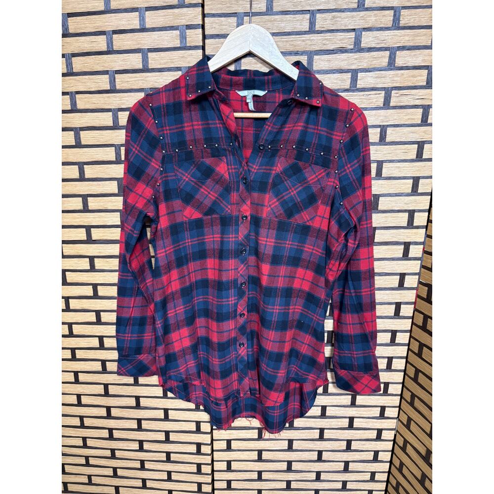 BKE Boyfriend Red And Blue Plaid Button Down Shirt Size XS